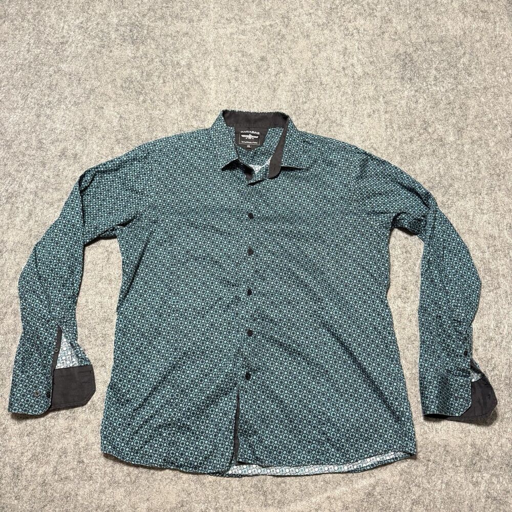 Barabas Mens 2XL Shirt Geometric Print Long Sleeve Cotton Slim Fit Fits Like XL